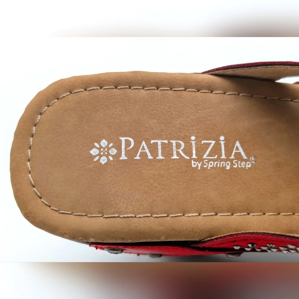 Patrizia By Spring Step Studded Red Sequin High Heel Wedge Sandal Sz US 9 EU 40 - Picture 8 of 16